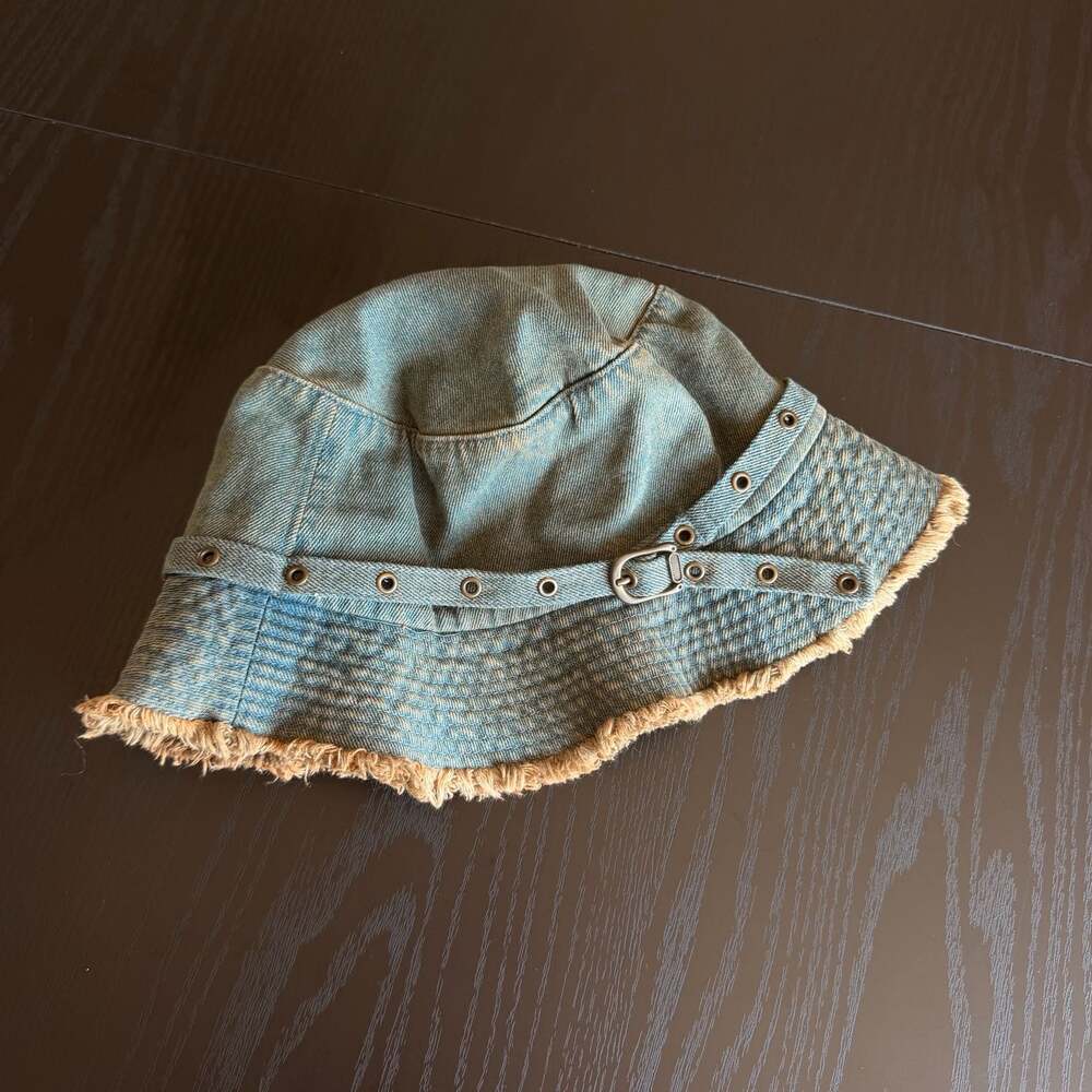 Dorfman Pacific Headwear Denim Bucket Hat with Buckle Strap Size L